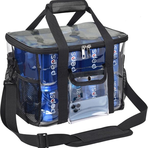 Clear Lunch Bags For Work, 24-Can Large Transparent Lunch Bag Stadium Approved, - Picture 1 of 7